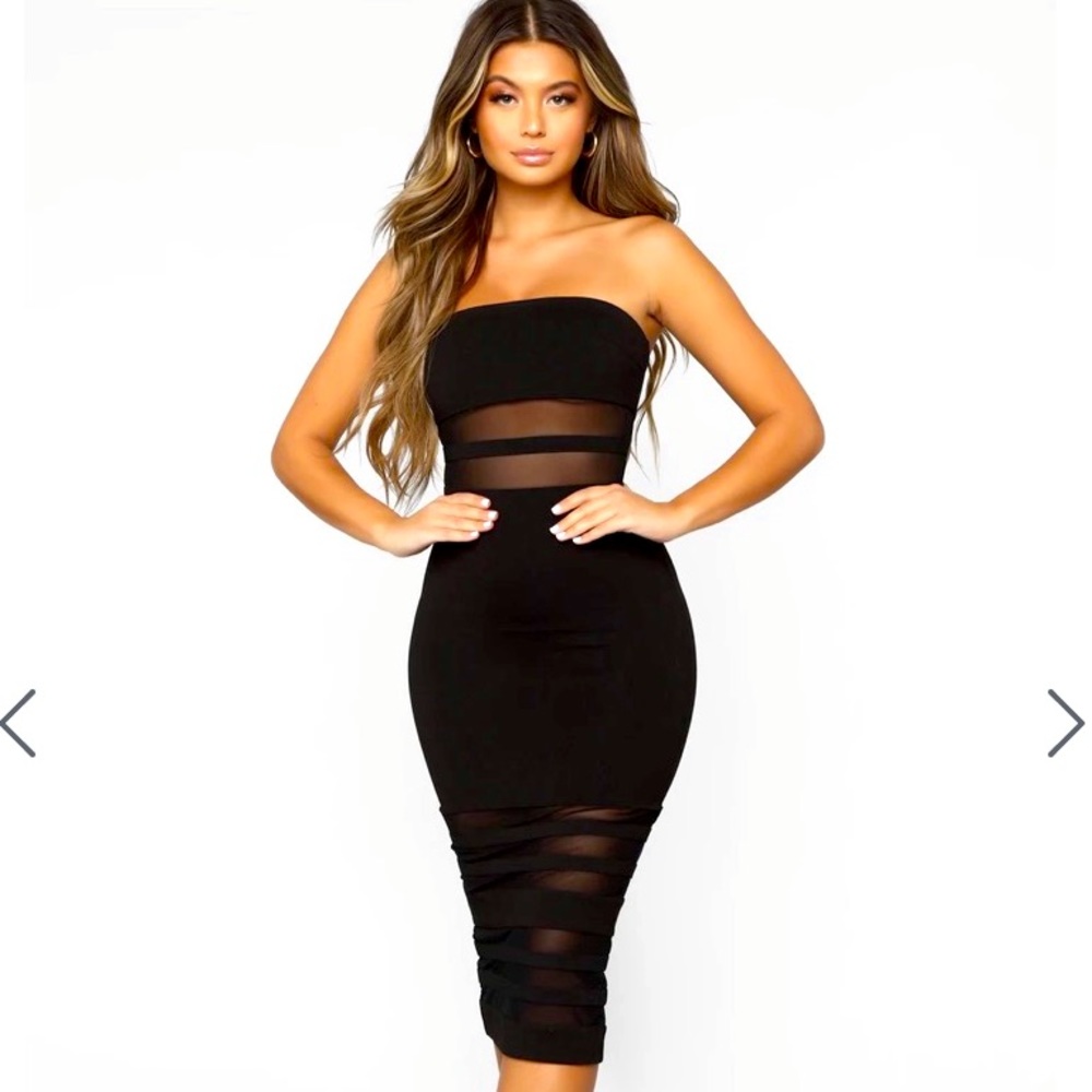 Fashion nova 2xl black midi dress see through middle